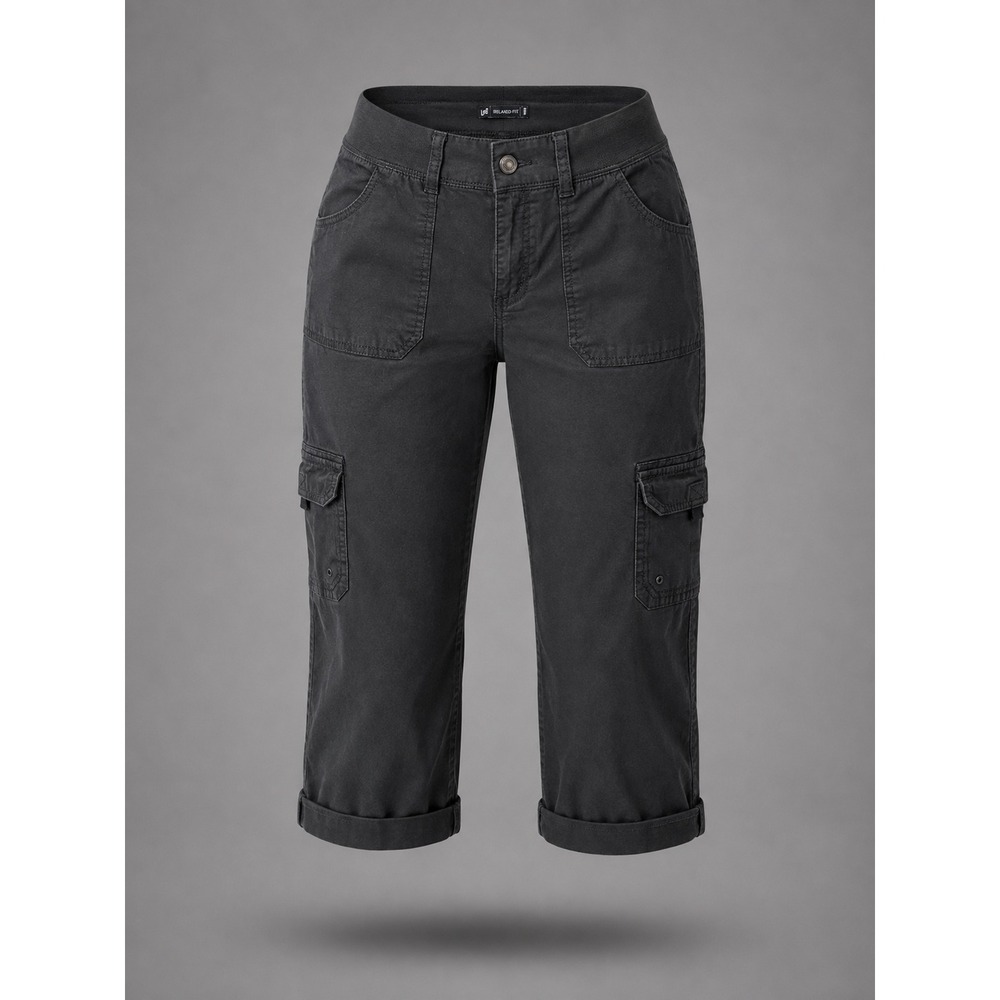 Lee Relaxed Fit Black Cargo Capris Womens 16 Medium Cotton Spandex 3370501 - Picture 1 of 10